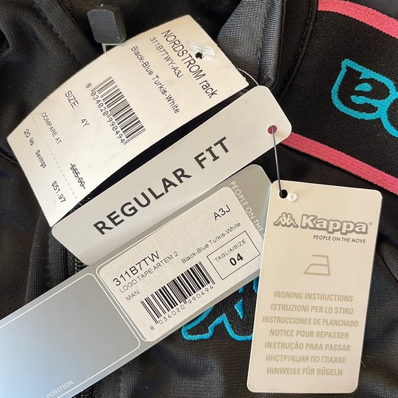 Kappa ACTIVE Artem Logo Tape Black Track Jacket Youth Size 4 - Picture 3 of 3